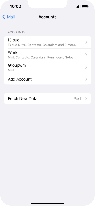 Press the name of the email account you've just set up.