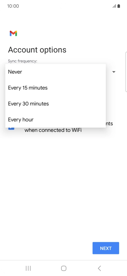 Press the required setting.