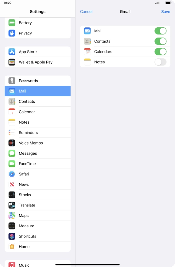 If this screen is displayed, you email account has been recognised and set up automatically. Follow the instructions on the screen to key in more information and finish setting up your tablet.