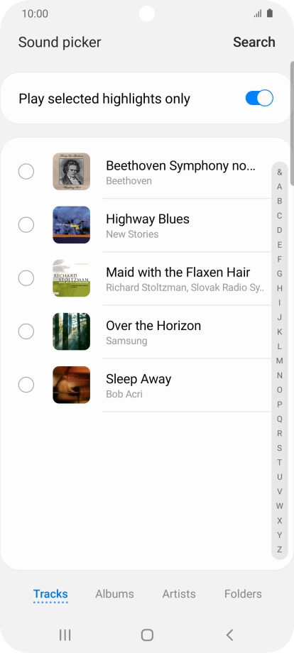Press the required ring tones to hear them.