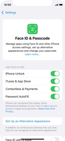 Press the indicators next to the required settings to turn them on or off.