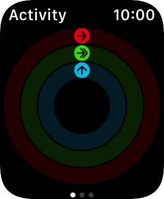 The screen will tell you how far you are from completing your daily activity goals. When the coloured rings are closed, you've reached the goals of your daily activity.