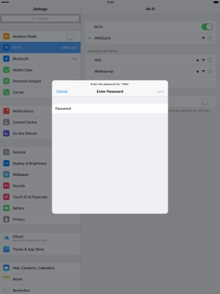 Press Password and key in the password for the Wi-Fi network.