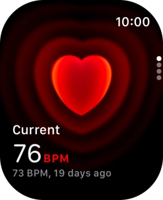 Your current heart rate is displayed below Current.