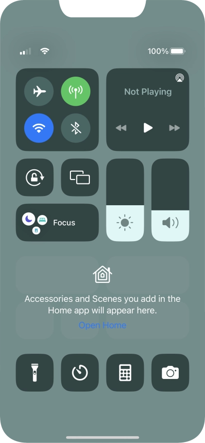 Press the flight mode icon to turn the function on or off.
