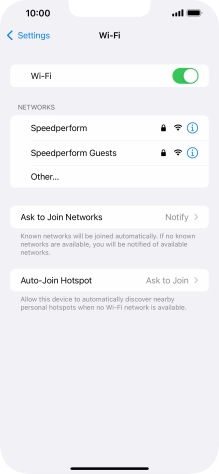 Press the required Wi-Fi network and key in the password for the Wi-Fi network.