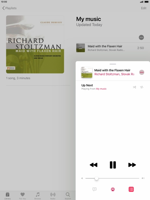 Press the shuffle icon to turn the function on or off.