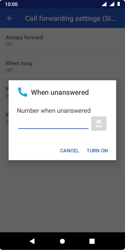 Key in +61414121121 and press TURN ON.