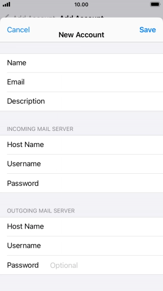 Press Password and key in the password for your email account. Please note that if you're using Vodafone's outgoing server, leave the password field empty.