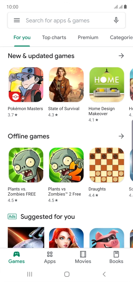 Press the search field.