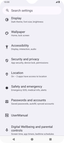 Press Security and privacy.