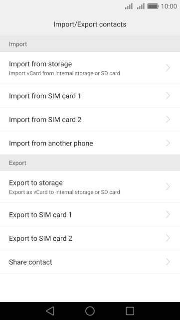 Press Import from SIM card 1.