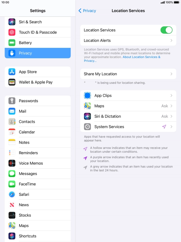 Press the required application.