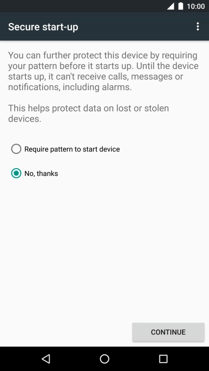 Press the required setting.