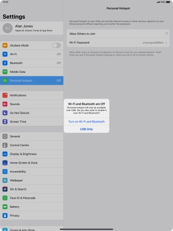 If Wi-Fi is turned off, press Turn on Wi-Fi and Bluetooth.