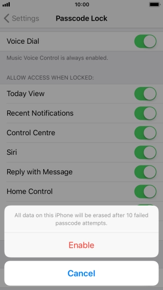 If you turn on the function, press Enable.