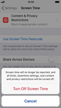 Press Turn Off Screen Time.