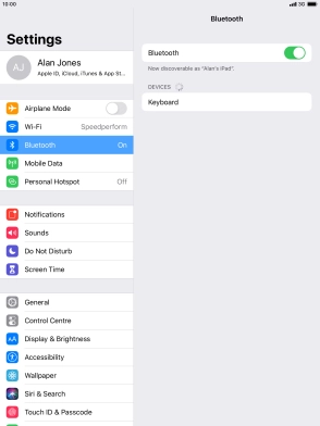 Press the required Bluetooth device and follow the instructions on the screen to pair the device with your tablet.