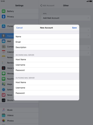 Press Save. Your email account has now been set up. To select more settings for incoming and outgoing server, proceed with the following steps.