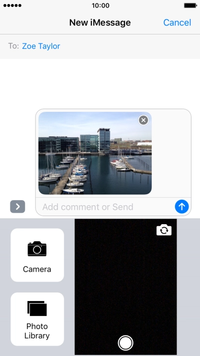 Press the send icon when you've finished your iMessage.