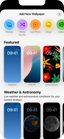 Press the required category and follow the instructions on the screen to select the required background image.
