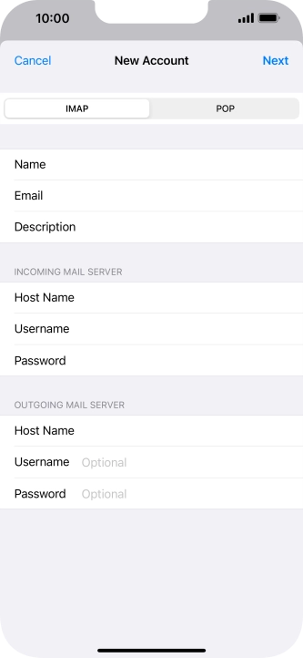 Press Username and key in the username for your email account. Please note that if you're using Vodafone's outgoing server, leave the username field empty.