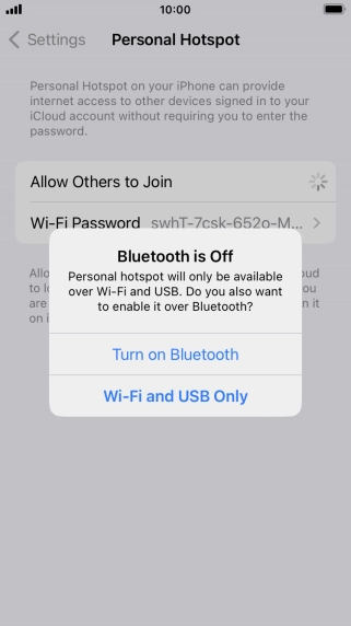 If Wi-Fi is turned on, press Wi-Fi and USB Only.