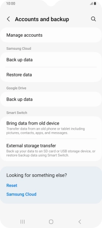 Press Manage accounts.
