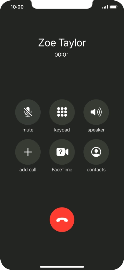 Press the end call icon to end the call.