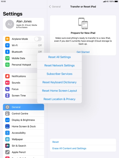 Press Reset All Settings.
