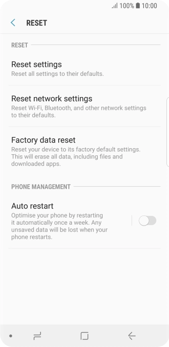 Press Factory data reset.