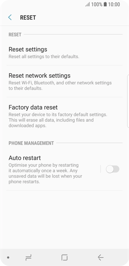 Press Factory data reset.