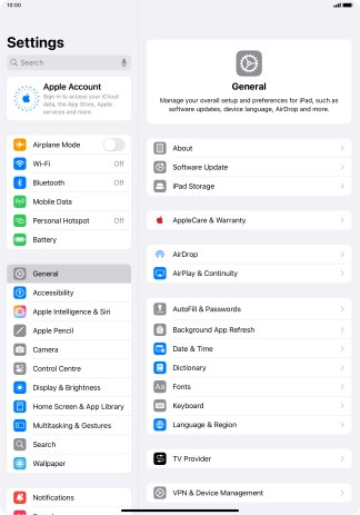 Press Apple Account.