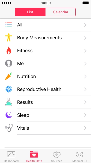 Press the required category.
