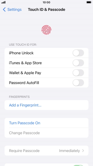 Press Turn Passcode On and key in a phone lock code of your own choice twice.