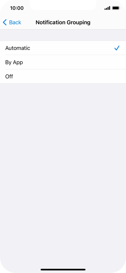 Press the required setting.