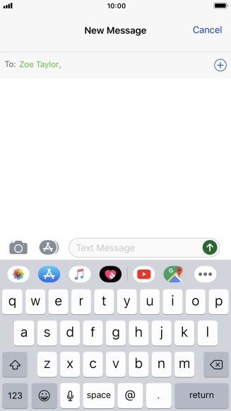 Press the text input field and write the text for your picture message.