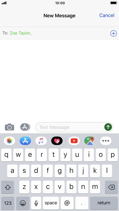 Press the text input field and write the text for your picture message.