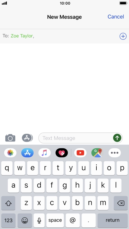 Press the text input field and write the text for your picture message.