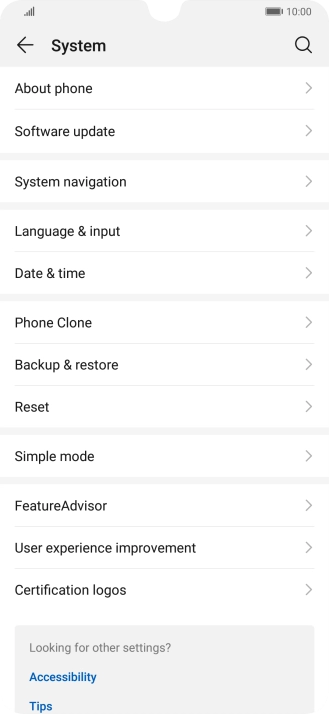 Press Software update. If a new software version is available, it's displayed. Follow the instructions on the screen to update the phone software.