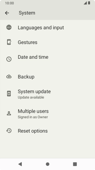 Press System update. If a new software version is available, it's displayed. Follow the instructions on the screen to update the phone software.
