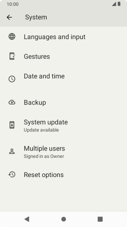 Press System update. If a new software version is available, it's displayed. Follow the instructions on the screen to update the phone software.