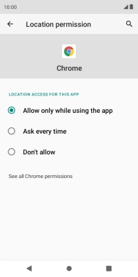 Press the required setting.