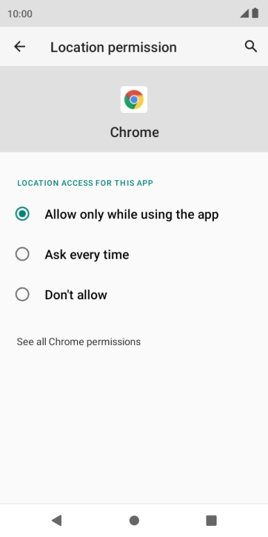 Press the required setting.