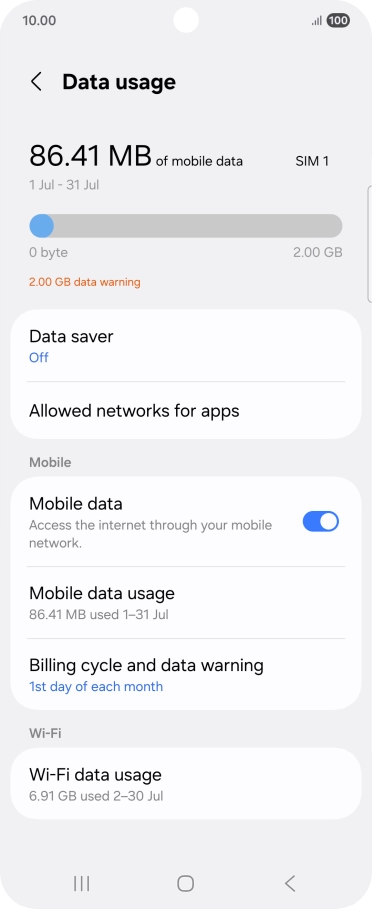 The total data usage is displayed.