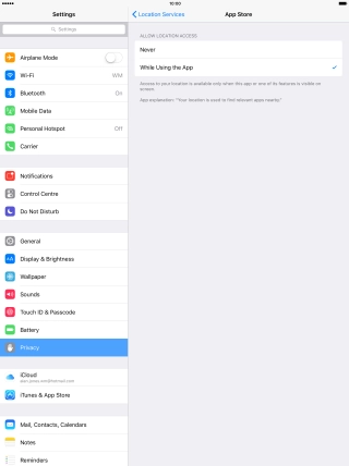 Press Never to turn off the function.