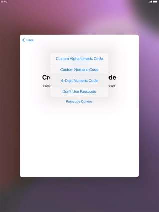 Follow the instructions on the screen to turn on use of lock code or press Don't Use Passcode.