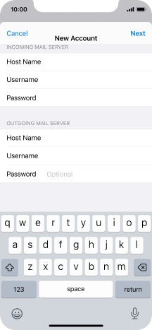 Press Password and key in the password for your email account. Please note that if you're using Vodafone's outgoing server, leave the password field empty.