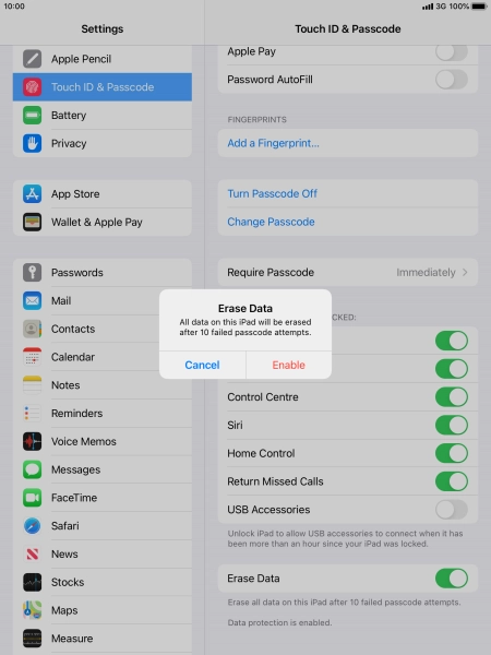If you turn on the function, press Enable.