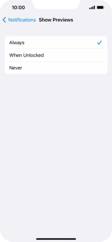 To select notification preview on the lock screen, press Always.
